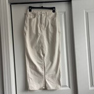 MNG Mango White Denim Straight Pencil Skirt XS S Form Fitting Western Essential